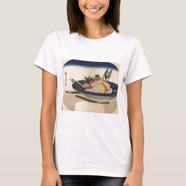 Camiseta Pintura antiga de uma bacia de sushi cerca de (Frente)