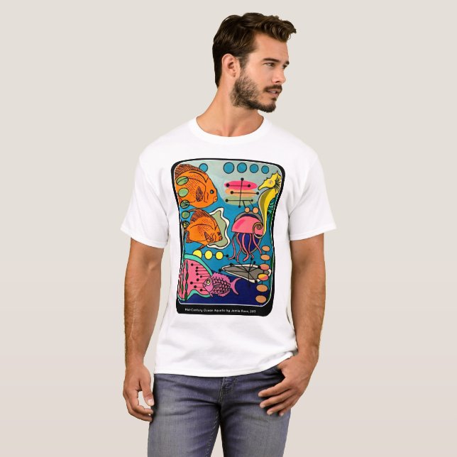 Camiseta Pintura "Aquática Moderna do Oceano Médio" em um (Frente Completa)