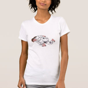 Camiseta pintura aquosa carateira saltando e kicki