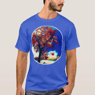 Camiseta Pintura aquosa colorida da árvore de outono 1