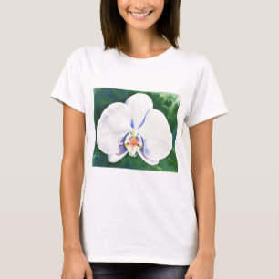 Camiseta Pintura aquosa em Orquídea Branca