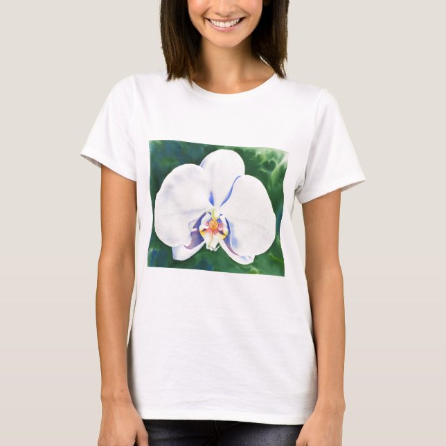 Camiseta Pintura aquosa em Orquídea Branca (Frente)