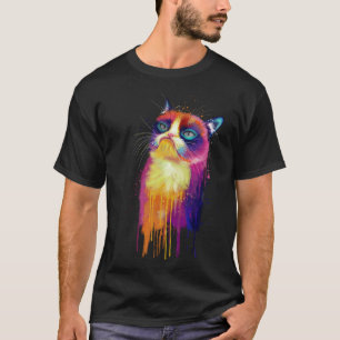 Camiseta Pintura Artística de Gato em Aquarela