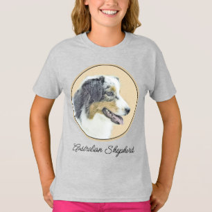 Camiseta Pintura Australiana de Pastor - Arte Original de C