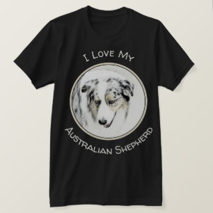 Camiseta Pintura Australiana De Pastores - Arte Original De