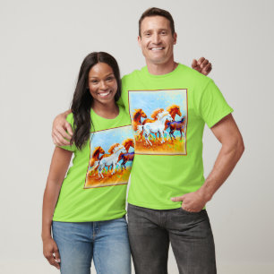 Camiseta Pintura Bela De Cavalos Correntes. Compre agora