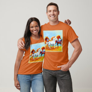 Camiseta Pintura Bela De Cavalos Correntes. Compre agora