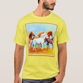 Camiseta Pintura Bela De Cavalos Correntes. Compre agora