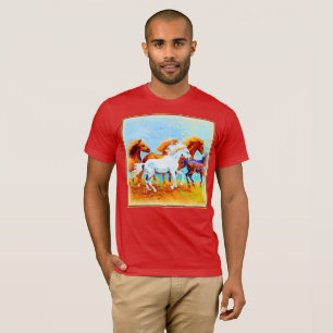 Camiseta Pintura Bela De Cavalos Correntes. Compre agora