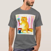 Pintura Bela De Um Gato Segurando Um Pincel. Compr