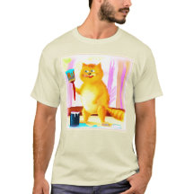 Pintura Bela De Um Gato Segurando Um Pincel. Compr