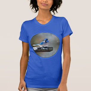 Camiseta Pintura Blue Jay - Arte Original para Pássaros