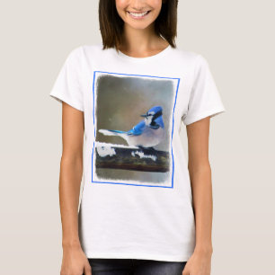 Camiseta Pintura Blue Jay - Arte Original para Pássaros