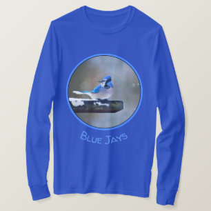 Camiseta Pintura Blue Jay - Arte Original para Pássaros