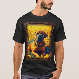 Camiseta Pintura Boerboel Flor de Girassol Mãe Mulheres Flo