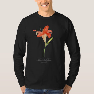 Camiseta Pintura Botânica de Lírio Laranja para Flor