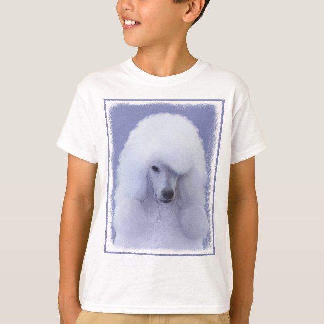 Camiseta Pintura Branca de Poodle Padrão - Arte Cão Origina (Frente)