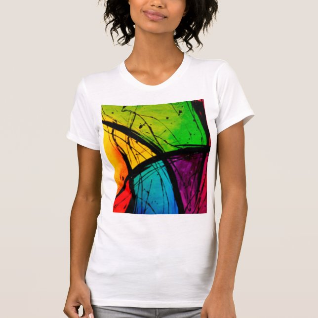 Camiseta Pintura brilhante Funky da arte abstracta (Frente)
