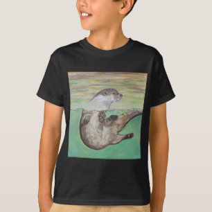 Camiseta Pintura brincalhão da lontra de rio