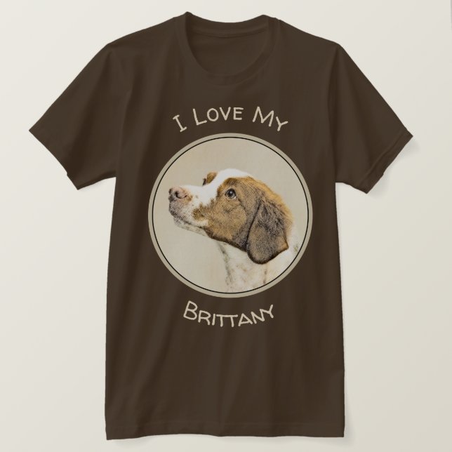 Camiseta Pintura Brittany - Arte Cachorra Original (Frente do Design)