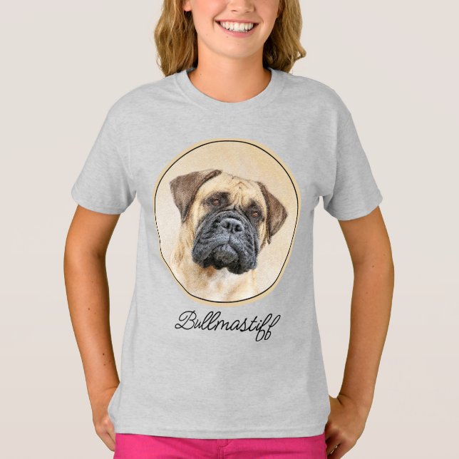 Camiseta Pintura Bullmastiff - Cachorro Original Bonito, Ar (Frente)