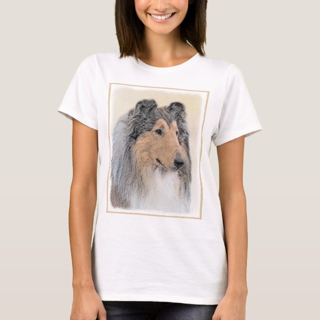 Camiseta Pintura Collie (Rough) - Arte Cachorra Original (Frente)