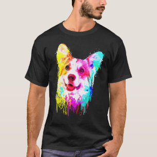 Camiseta Pintura Colorida à Mão do Corgi Galês de Pembroke