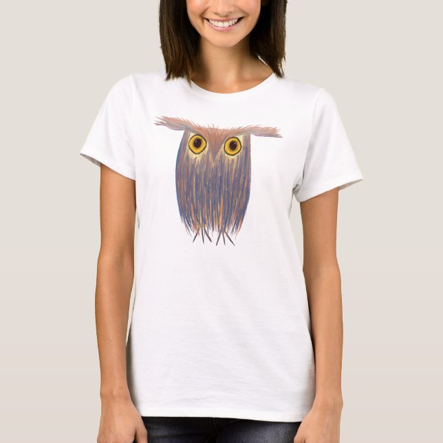 Camiseta Pintura Colorida de Coruja (Frente)