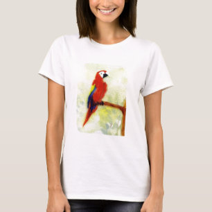 Camiseta Pintura Colorida de Pássaros Macaw