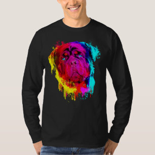 Camiseta Pintura Colorida Desenhada na Mão do Rottweiler