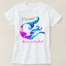 Camiseta Pintura Colorida do Sonho da Sereia de Miami Liber