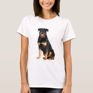 Camiseta Pintura com Aquarela de Cachorro Rottweiler