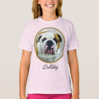Pintura com Bulldog - Camisa-T Cachorro Original B