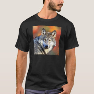 Camiseta Pintura da arte do lobo cinzento