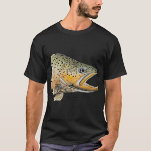 Camiseta Pintura da Cabeça de Truta Marrom