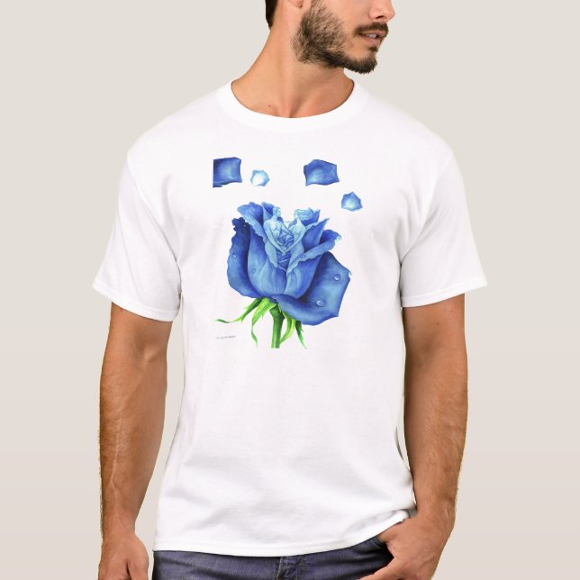 Camiseta Pintura da flor do rosa do azul - multi (Frente)