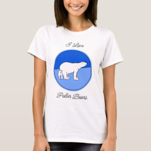 Camiseta Pintura da Mãe e Filhote de Urso Polar - Arte da V