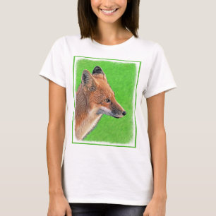 Camiseta Pintura da Raposa Vermelha - Arte original sobre a