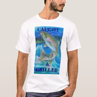Camiseta Pintura da truta de arco-íris, travada &  