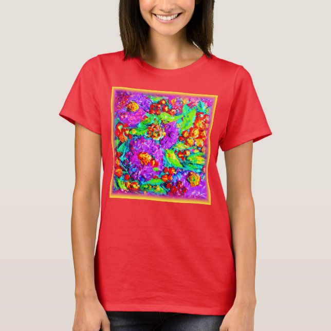 Camiseta Pintura das Flores de Mola. Comprar Agora (Frente)