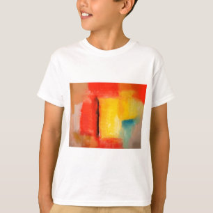 Camiseta Pintura de Abstrato Amarelo Vermelho Moderno
