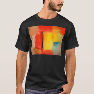 Camiseta Pintura de Abstrato Amarelo Vermelho Moderno