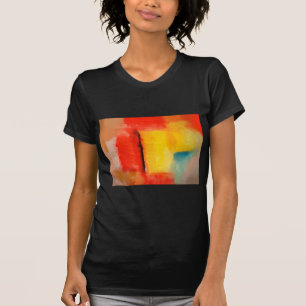 Camiseta Pintura de Abstrato Amarelo Vermelho Moderno
