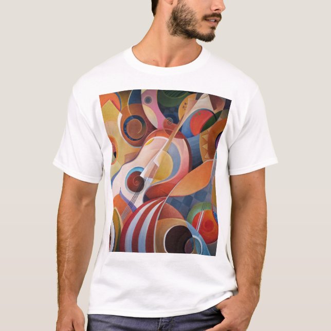 Camiseta Pintura de Abstrato de Música Feita à Mão (Frente)