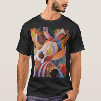 Camiseta Pintura de Abstrato de Música Feita à Mão