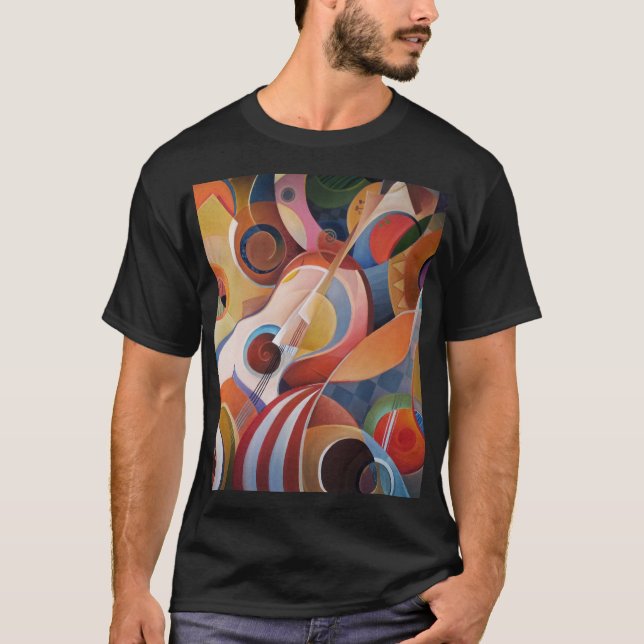 Camiseta Pintura de Abstrato de Música Feita à Mão (Frente)