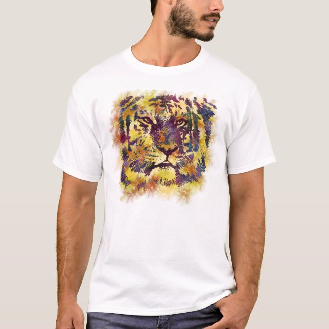 Camiseta pintura de abstrato Lion (Frente)