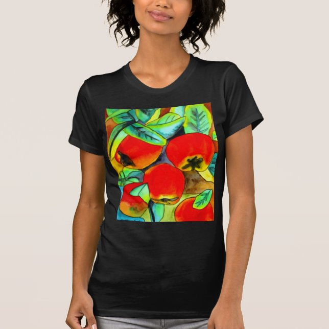 Camiseta Pintura de água das Maçãs Vermelhas (Frente)