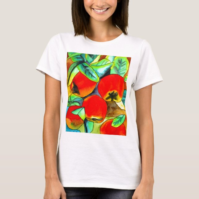 Camiseta Pintura de água das Maçãs Vermelhas (Frente)