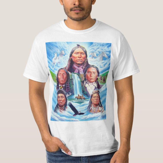 Camiseta Pintura de Americanos nativos Modernos de Modelo (Frente)